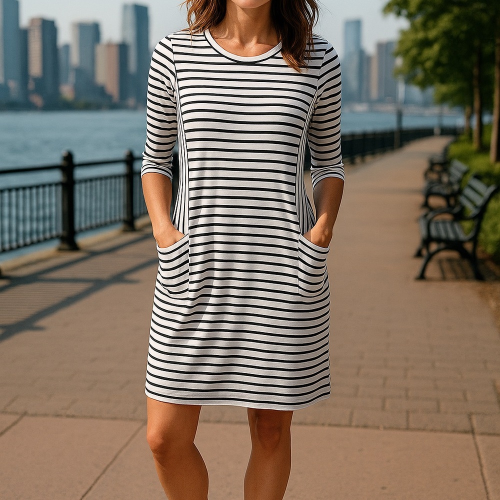 Striped Black and White Women's Dress